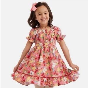 Matilda Jane Girls Pink Floral "Good Luck Charm" Dress Size 8. Whimsical